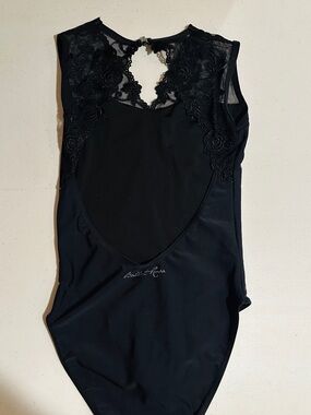 Ballet Rosa Sleeveless Lace Back Leo - Black
